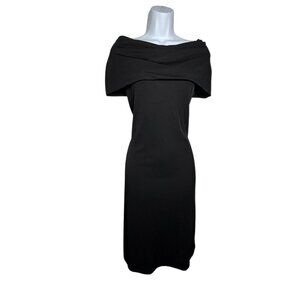 Josie NATORI Black matte jersey off shoulder dress size Medium NWT